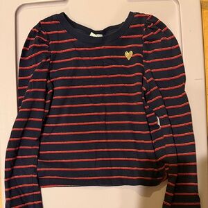 Girls Gap Navy and Red Striped Shirt